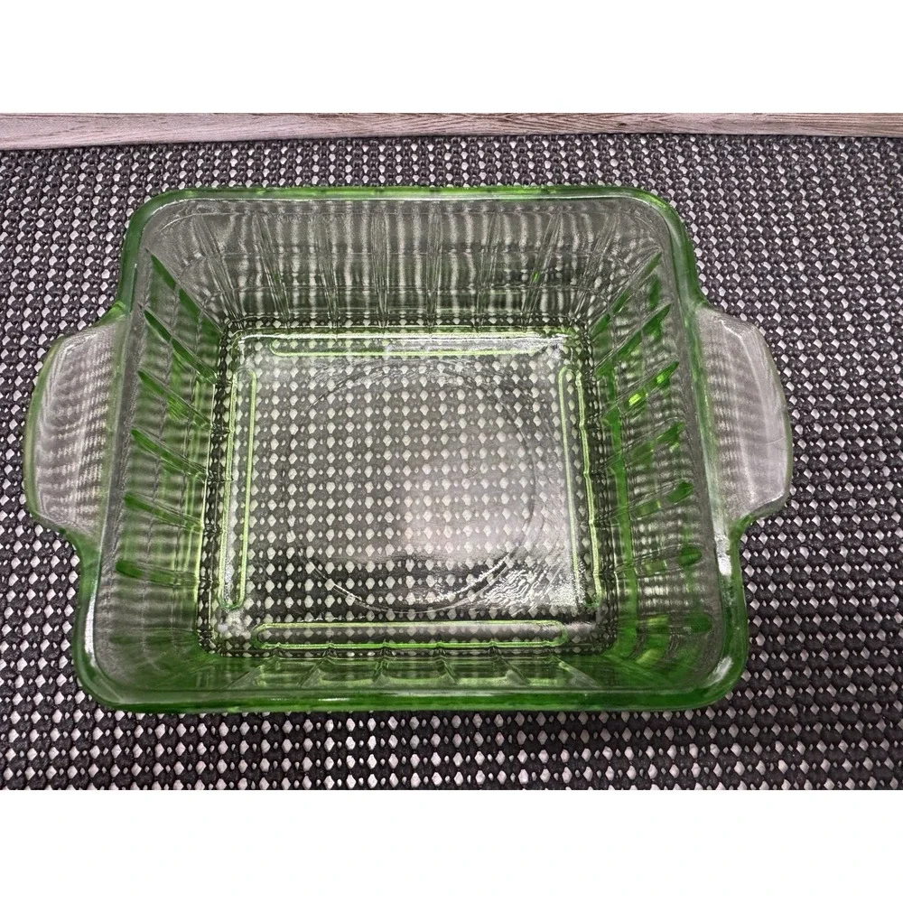 Hazel-Atlas Glass Company Square refrigerator Dish Y Pattern Lid Antique 1920s